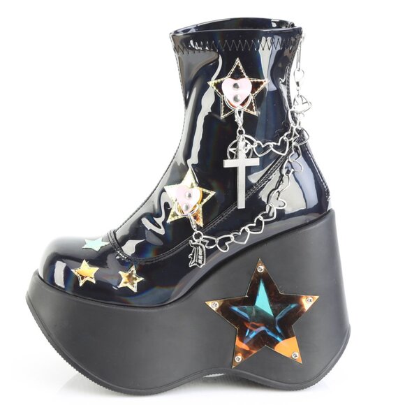 Festival Platform Wedge LED Light Star Ankle Boots - Picture 1 of 4